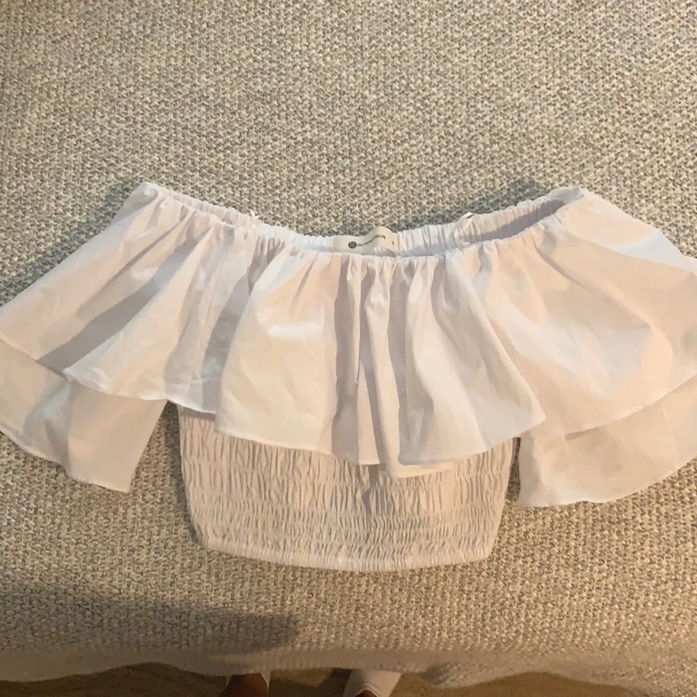 White Ruffle Off the Shoulder Top